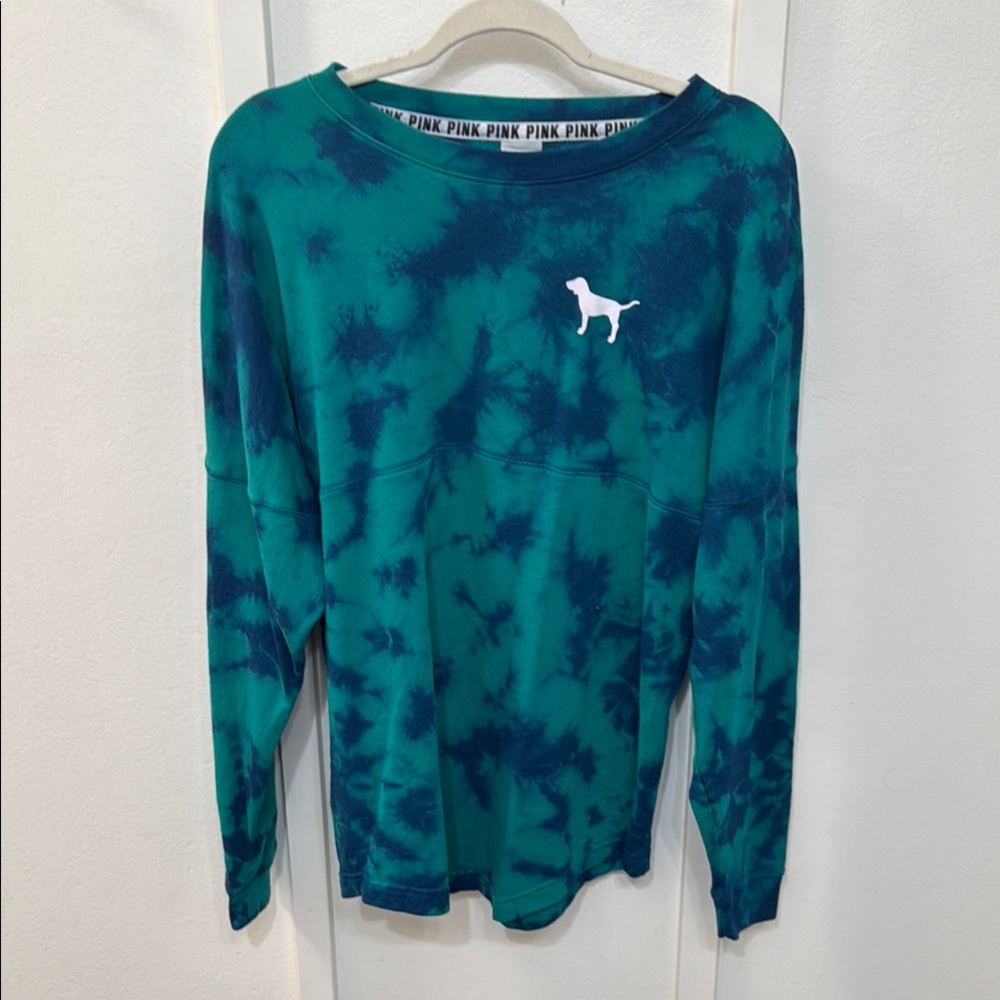 Victoria’s Secret PINK Teal and Blue Tie-Dye Sweatshirt